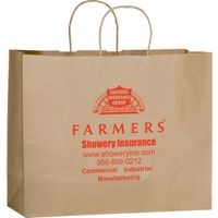 16" x 6" x 12" Kraft paper shopping bag with serrated... from ASI 35290...