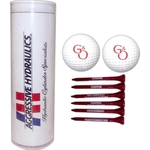 Golf Ball Tube with 2 GolfBalls & Six 2 3/4" Tees