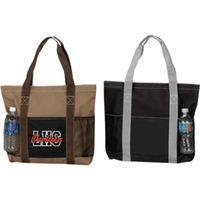Tote Bag with front open pocket and 2 mesh bottle holders... from ASI 34800...