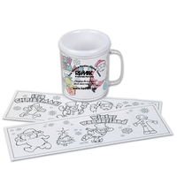 Christmas coloring mugs with 3 different coloring pages, with illustrated...