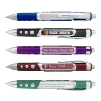 Two-toned plunger pen with colored rubber grip.... from ASI 52710 Lincoln Line