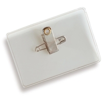 Blank. Single pocket badge holder with bulldog clip, opens from the... from...
