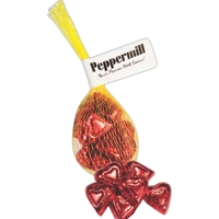 Chocolate Hearts in mesh bag