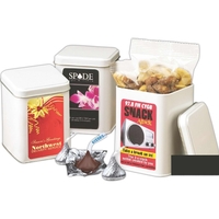 White canister filled with deluxe mixed nuts.... from ASI 44900 NC Custom...