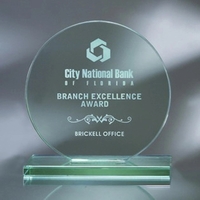 Awards-6-1/4" Jade Glass award/trophy.... from ASI 41511 Brainchild USA Inc /...