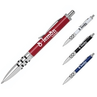 Aluminum click action ballpoint pen. Equipped with protruding dot grip.......