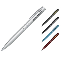 Aluminum twist action ballpoint pen with shiny chrome clip and trim.... from...