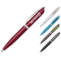 Aluminum twist action ballpoint pen with shiny chrome trim... from ASI 40544...