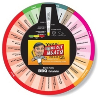 3 Wheel Barbecue Cooking Calculator/Guide, English Model. Digitally printed...