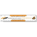 8" Ruler White Plastic .020 PVC Spot Color Imprint