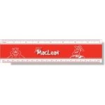 8" Ruler White Plastic .020 PVC Full Color Imprint