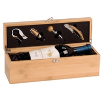 Single wine box and kit made from solid bamboo with optional... from ASI...