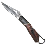 Stainless Steel &Redwood Pocket Knife w/Carabiner