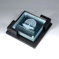 Award-Clear Glass Coaster with wooden holder