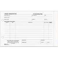 5 2/3" x 8 1/2" three-part carbonless stock requisition form. Blank.... from...