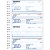 Carbonless medical 3-part receipt book containing 200 receipts per book.......