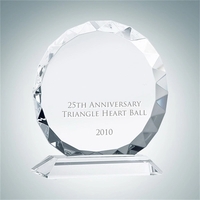 Crystal Glass Gem-Cut Circle with Base Award