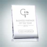 Crystal glass curved back vertical plaque.... from ASI 47791 Best Deal Awards