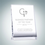 Crystal Glass Curved Back Vertical Plaque