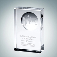 Crystal Glass Beveled Globe Block