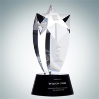 Rising Star Crystal Glass Award With Black Round Base