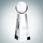Crystal Glass Baseball with Tall Base