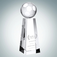 Crystal Glass Soccer Ball with Tall Base