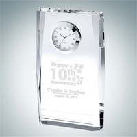 Beveled Plaque Crystal Glass Clock