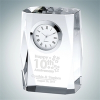 Beveled Column Crystal Glass Clock