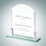 Jade Glass Vertical Arch with Aluminum Holder Base Award
