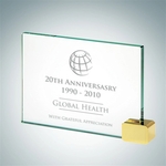Jade Glass Achievement Award with Brass Rectangle Holder
