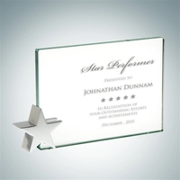 Jade glass achievement award with chrome star holder.... from ASI 47791 Best...