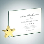 Jade Glass Achievement Award with Brass Star Holder