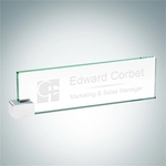 Brass Jade Glass Nameplate with Rectangle Holder