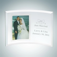 Jade glass personalize curved vertical silver photo frame.... from ASI 47791...