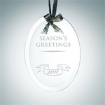 Beveled Jade Glass Oval Ornament