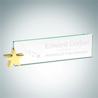 Nameplate Jade Glass with Star Holder