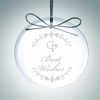 Beveled Circle Clear Glass Ornament
