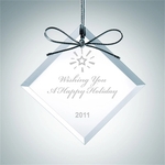 Beveled Square Diamond Clear Glass Ornament