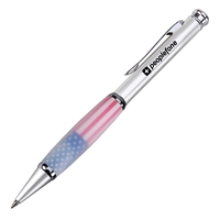 Twist-action brass ballpoint pen with satin pearl silver barrel and...