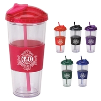 20oz. CHLOE DOUBLE WALL CLEAR ACRYLIC CUP WITH COLOR LID