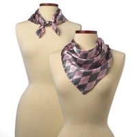 Pink & Grey 21" x 21" Argyle Silk Scarf