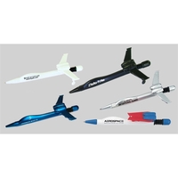 Airplane shape ballpoint pen with red and blue trim and foldable... from ASI...