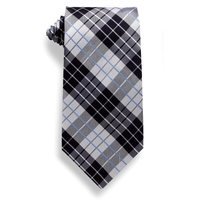Plaid Black and Gray Polyester Tie