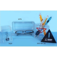 Clear triangular bank/container/pencil holder with interchangeable lid.......