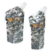 Smushy flexible water bottle featuring digital camouflage patterned body, 20...