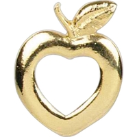 Stock cast apple shape lapel pin with heart cut-out and butterfly... from ASI...