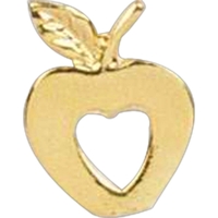Stock cast small apple shape lapel pin with heart cut out.... from ASI 93235...