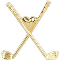 Stock cast golf lapel pin with crossed irons and heart and... from ASI 93235...