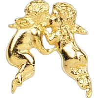 Stock cast kissing cherubs lapel pin with butterfly clutch. Blank.... from...